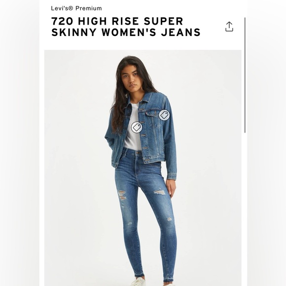 Levi's Premium - 720 High Rise Super Skinny Women’s Jeans - Size 30 x 28 - Picture 1 of 8